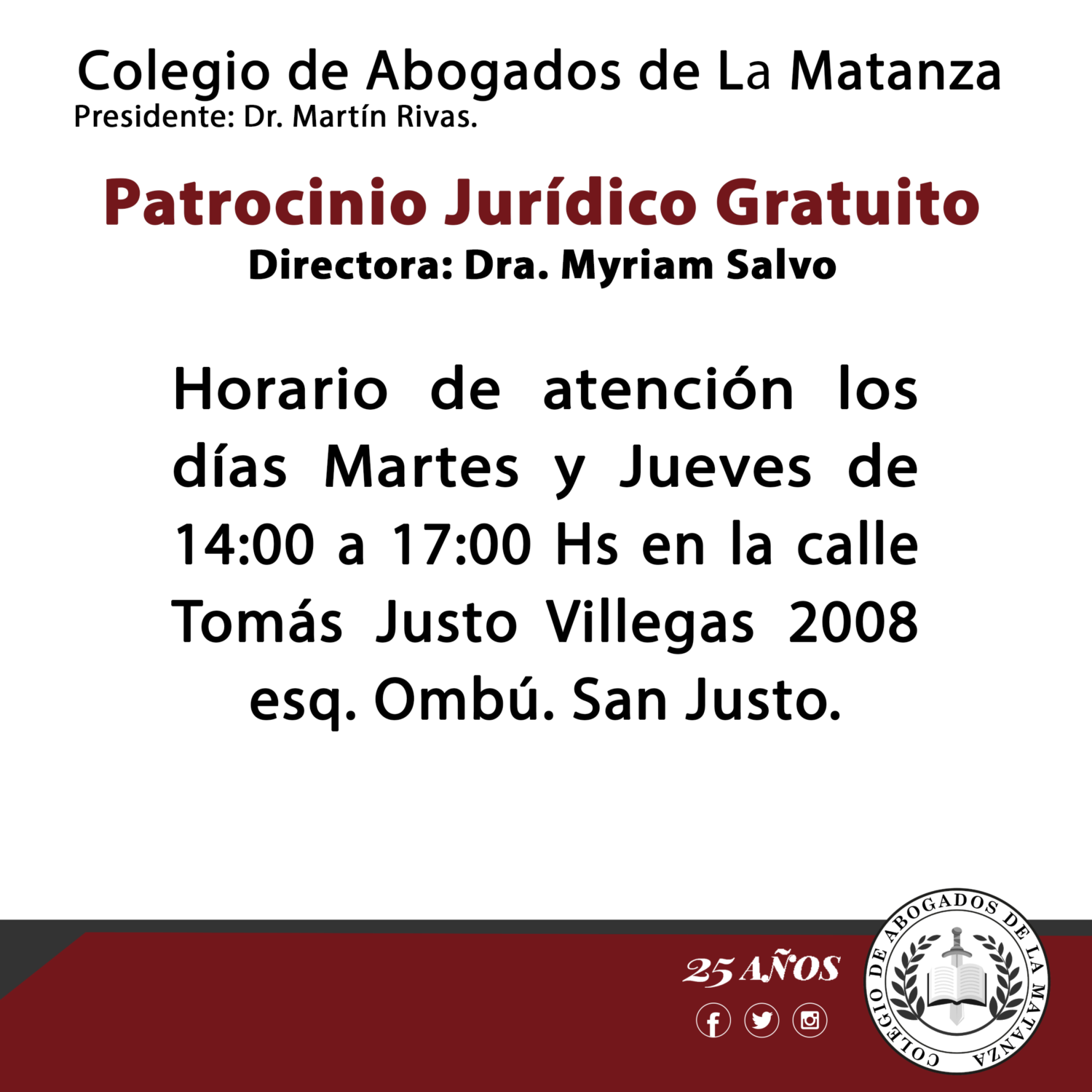 Patrocinio Jurídico Gratuito - Colegio de Abogados de La Matanza